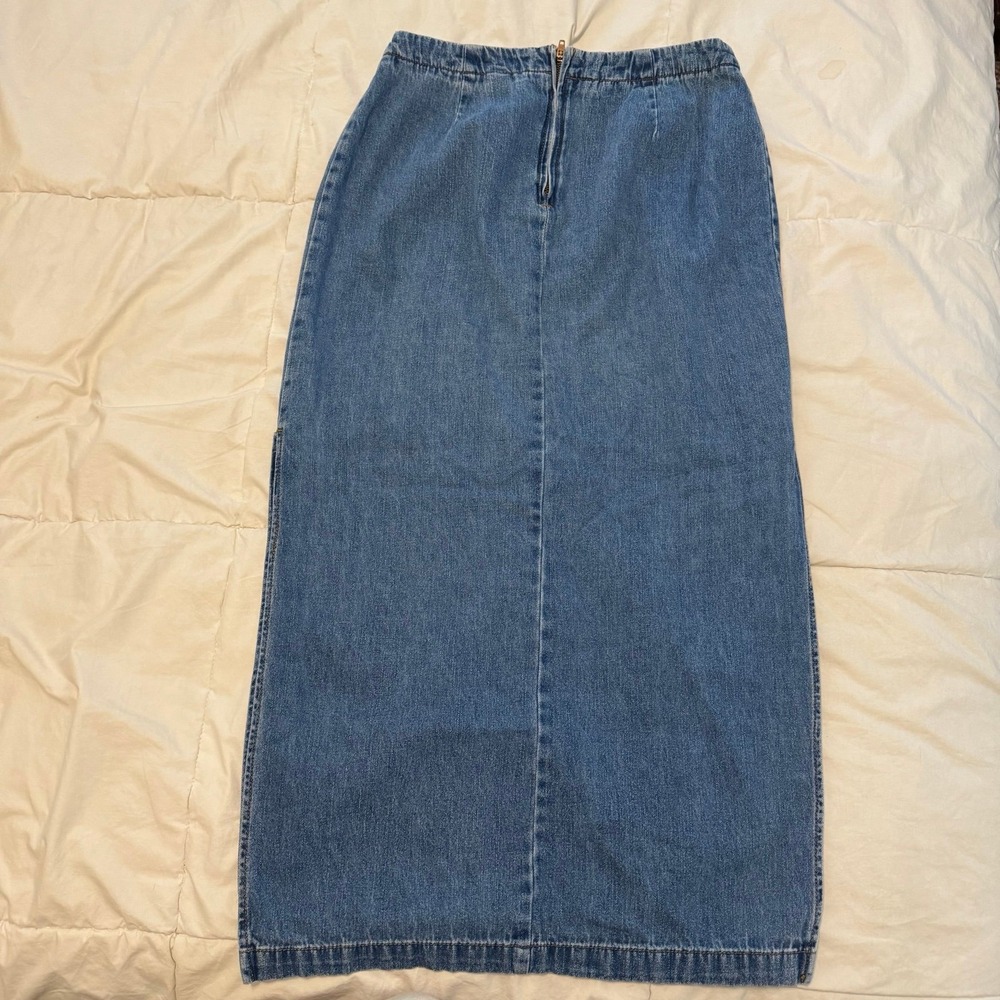 London Jean Women's Denim Maxi Skirt-Sz 4P-Med Wash-Vintage-Boho-Cottagecore‎ - Picture 7 of 7